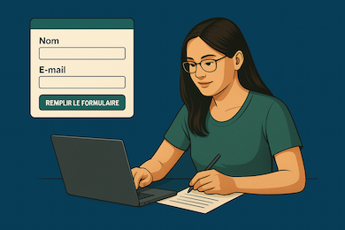 Propriétaire d’animal remplissant le formulaire de contact pour une prothèse – OPA SUD