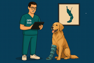 Suivi d’un chien appareillé par OPA SUD, spécialiste en prothèses pour animaux